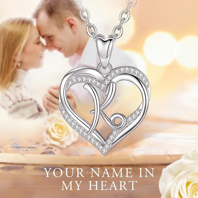 INFUSEU Unique Initial Necklaces for Women Girls Small Heart Letter Jewelry, Meaningful Personalized Gifts