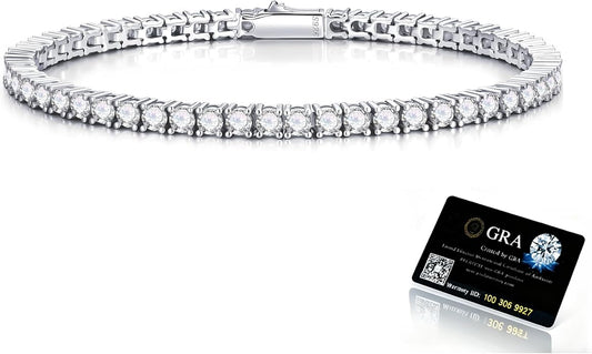MOOSEA Christmas Gifts for Women, 4.9-5.3CT D Color VVS1 Clarity Lab Created Moissanite Tennis Bracelets 925 Sterling Silver Tennis Bracelet Anniversary Birthday Gifts Jewelry