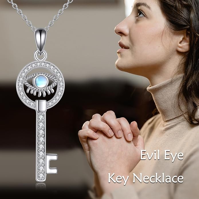 VONALA Silver Evil Eye Necklace for Women Hamsa Fatima Necklace Hamsa Hand Jewelry Gifts for Men
