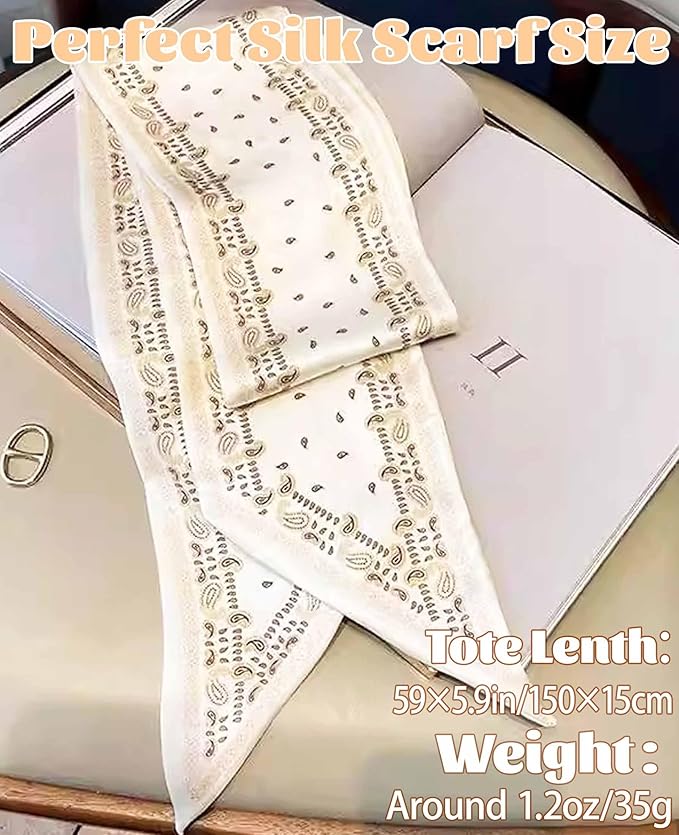 kcctoo 59" Mulberry Silk Like Head Scarf Women's Fashion Square Neck Satin Scarfs for Bag Hair Scarves Gift 59 * 5.9”