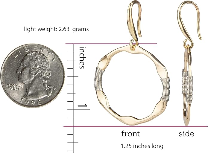 SPUNKYsoul Handmade Classy Gold and Silver Wire Wrapped Earrings for Women