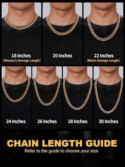 U7 Cuban Link Chain Necklace for Men, Stainless Steel/Black/Gold Mens Necklaces, Chunky Curb Chain Necklace in 6/9/12mm Width 18-30 Inches, Thick Choker Jewelry with Box Packed