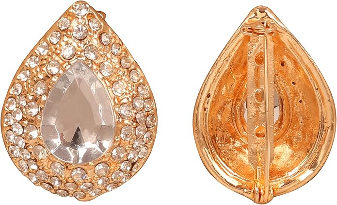 Touchstone Indian Bollywood Handcrafted Designer Jewelry Brooch Lapel Pin in Gold Or Silver Tone for Women.