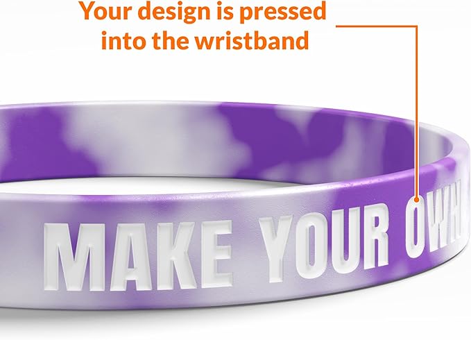 Custom Wristbands For Events, Fundraisers & Promotions | Add Text, Icons, & Logos | Bulk Rubber Bracelets | Classic 1/2” | 100% Silicone
