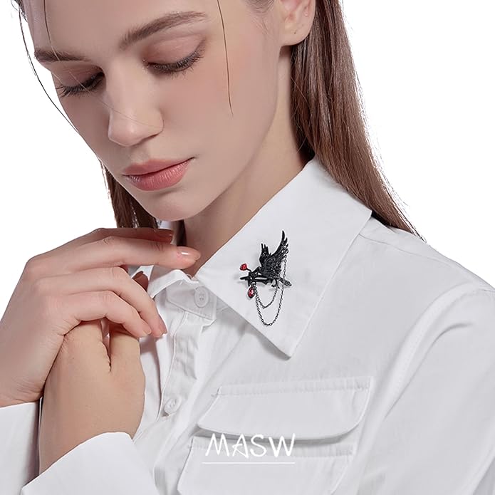 original design Hip Hop Gothic brooch Crow Lady Party gift M3362