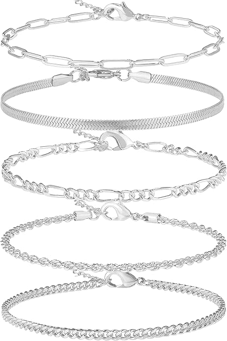 Gold/Silver Plated Anklet Bracelets for Women Waterproof Plus Size Cuban Link Chain Ankle Bracelet for Large Ankle 9-12inch