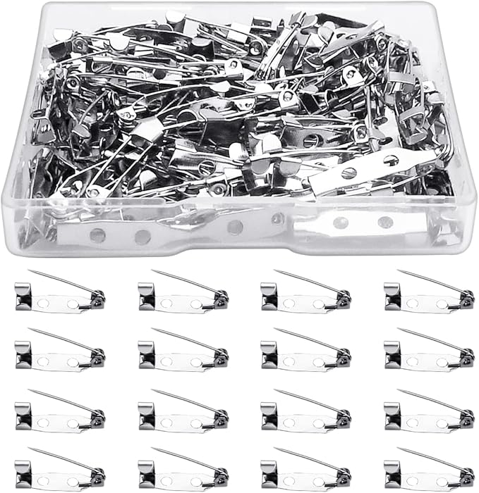 100 Pcs Bar Pins - Silver Brooch Clasp Pins for Badges, DIY Craft, Sewing, Baby Shower, Wedding Name Tags (20mm)