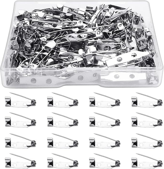 100 Pcs Bar Pins - Silver Brooch Clasp Pins for Badges, DIY Craft, Sewing, Baby Shower, Wedding Name Tags (20mm)