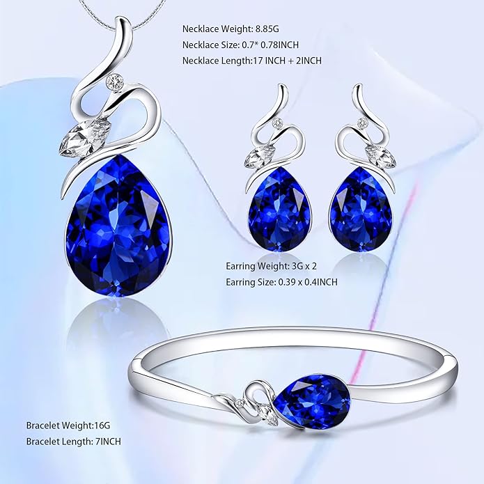 Charming Crystal Jewelry Sets For Women 18K White Gold Plating Bracelet Necklace And Earrings Sets For Wife Girlfriend Or Mothers Idea Gift For Mother's day