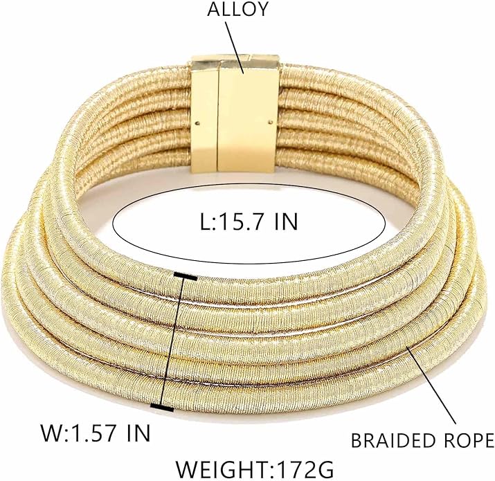 African Choker Necklace Gold Rope Weave Collar Layered Boho Tribal Chokers Multilayer Statement Party Jewelry Accessories for Women
