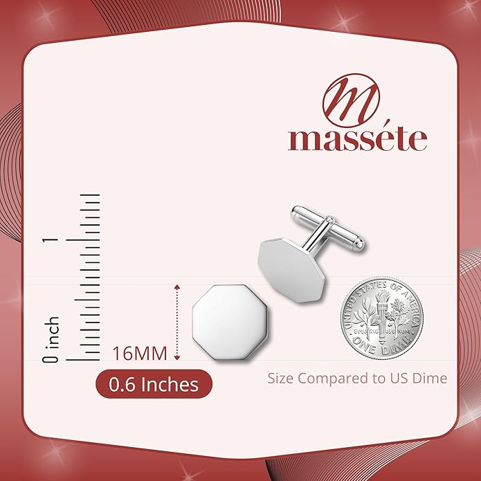 MASSETE Sterling Silver Cufflinks for Men Personalized with Engraved Initials or Name Gift for Men - Made in Italy