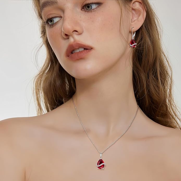 Teardrop Necklace for Women 925 Sterling Silver Birthstone Necklace Pendant Jewelry Gifts for Her