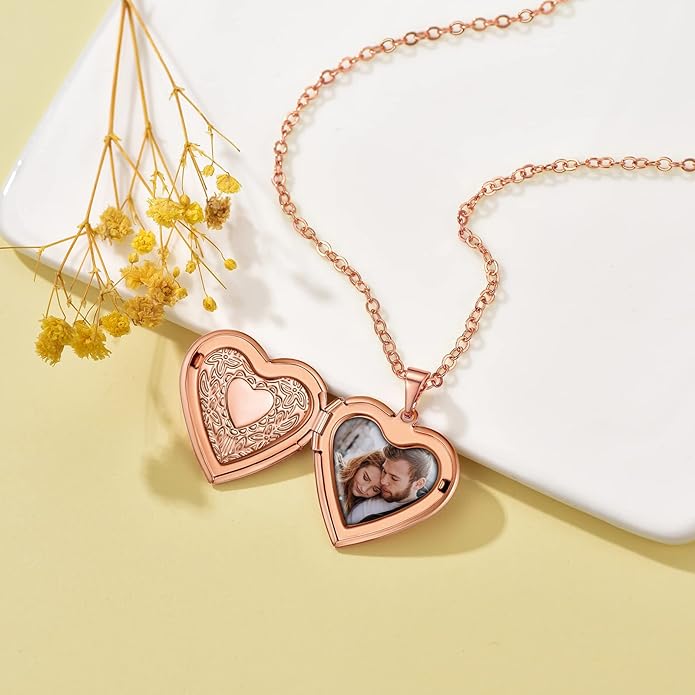 Supcare Locket Necklace That Holds Pictures-Engraved Photo Pendant Custom Jewellery Gifts for Men Women (with Jewellery Gift Box)