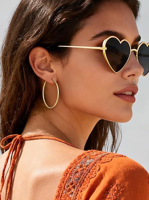 ChicSilver Hypoallergenic 925 Sterling Silver Hoop Earrings for Women, Lightweight Large Gold Plated Hoop Earrings, Endless Hoops Earring 20/30/40/50/60/70MM