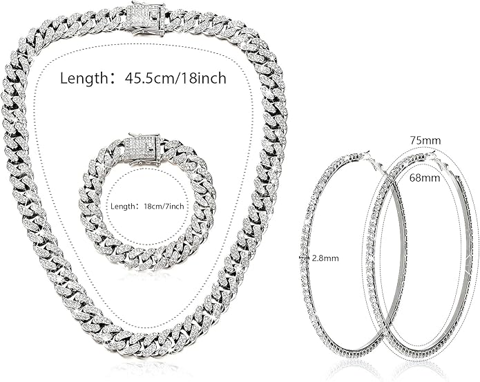 Tennis Necklace Bracelet for Women, Sterling Sliver, Dainty Chocker Necklace, Crystal Bracelet for Women, Wedding Jewelry for Bride, Sparkly Party Prom Hypoallergenic