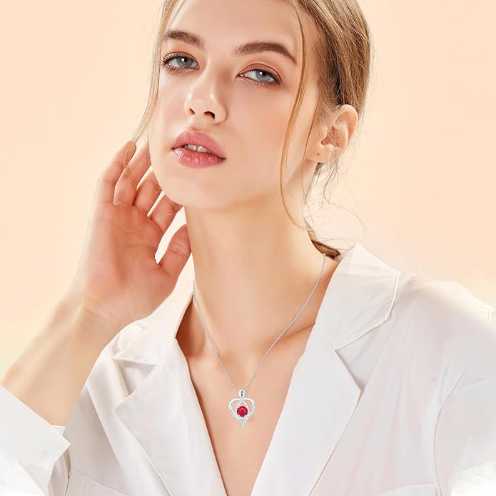 925 Sterling Silver Infinity Heart Necklace for Women, Rhodium Plated Cubic Zirconia Pendant Gift for Girlfriend Wife Mom - Anniversary Valentine's Day Birthday Present with Elegant Gift Box