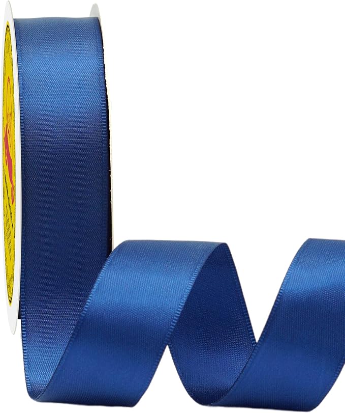LEEQE Double Face Royal Blue Satin Ribbon 7/8 inch X 25 Yards Polyester Royal Blue Ribbon for Gift Wrapping Very Suitable for Weddings Party Invitation Decorations and More