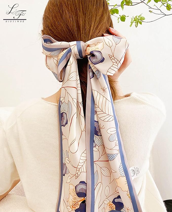 Hioyiwse Head Scarf Hair Neck Scarves For Women Purse Bag Scarfs For Handbags Silky Long Thin Satin Headscarf Fashion