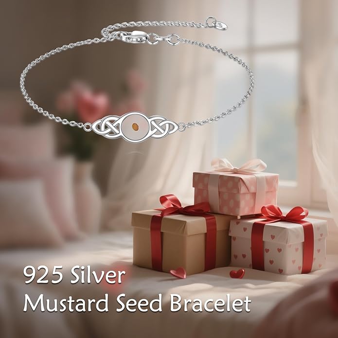 Mustard Seed Cross/Paw Print/Butterfly/Sunflower/Compass/Moss Agate Bracelet for Women 925 Sterling Silver Graduation Link Bracelet Jewelry for Women