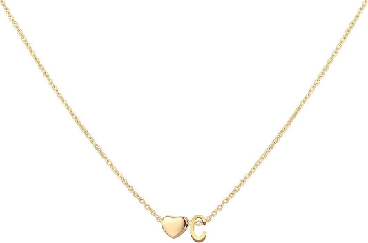 Initial Heart Necklace 18K Gold Plated Stainless Steel Tiny Heart Letter Necklace Personalized Monogram Name Necklace for Women