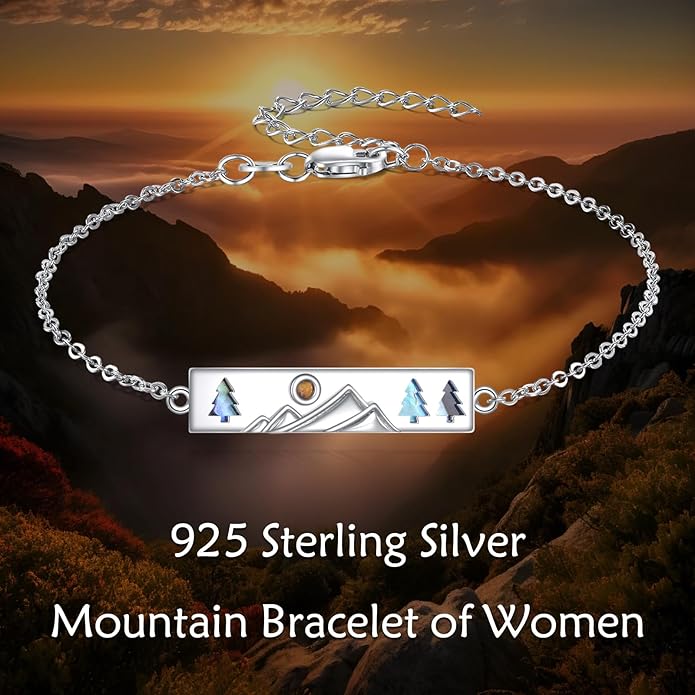 AOBOCO Mustard Seed Bracelet S925 Sterling Silver Mountain Cross Bracelets Christmas Christian Faith Jewelry Mothers Day Birthday Gifts for Mom