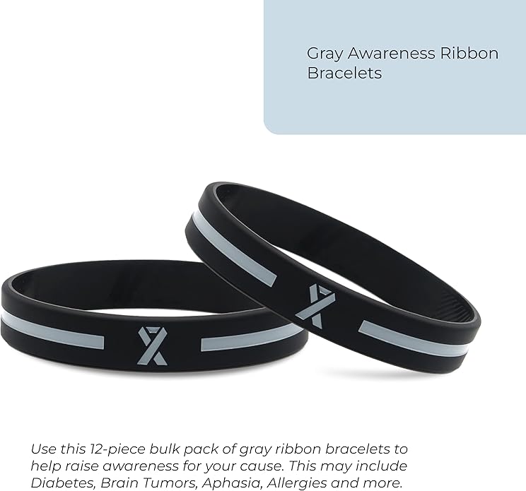 Inkstone Awareness Ribbon Silicone Bracelets (12-pack) - Wholesale Pack of 1 Dozen Unisex Wristbands for Men Women - Cancer Survivor Hospital Gifts Party Favors Giveaways Goodie Bag Items
