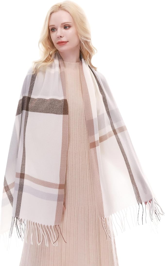 RIIQIICHY Plaid Scarf for Women Fall Winter Pashmina Scarves Wraps for Cold Weather Warm Large
