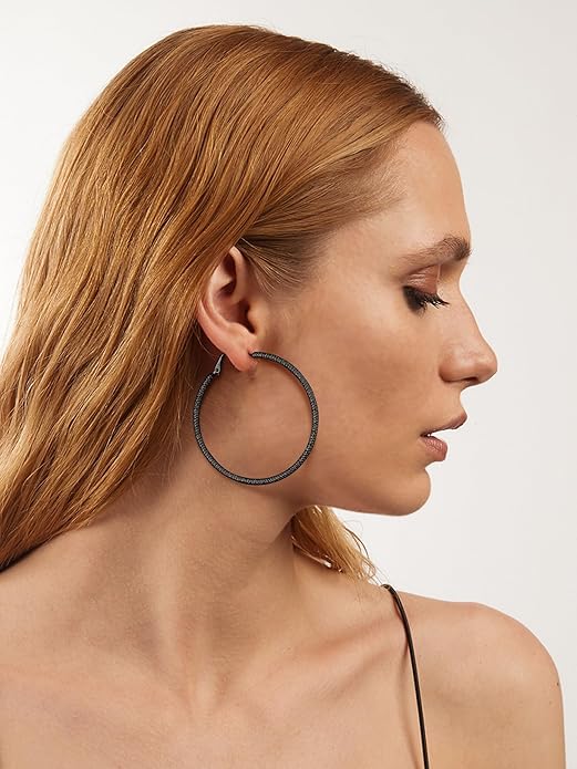 PROSTEEL 30/40/60/80/100mm Chunky Hoop Earrings For Women Gold Plated/Black Stainless Steel Hoops Earrings Statement Jewelry