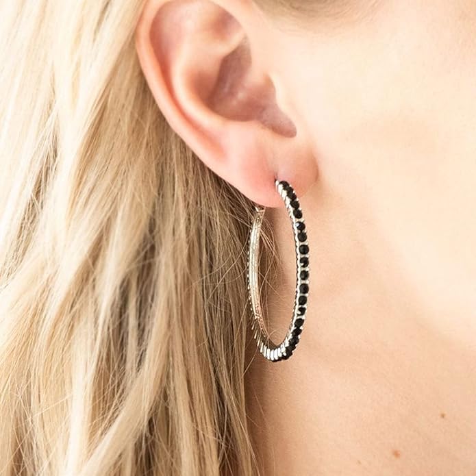 925 Sterling Silver Earrings Large Rhinestone Hoop Earrings Big Cubic Zirconia Hoop Earrings Thin Rhinestones Round Hoop Earrings for Women 20/30/40/50/60/70mm Sparkly Hoops With Crystals for Womens