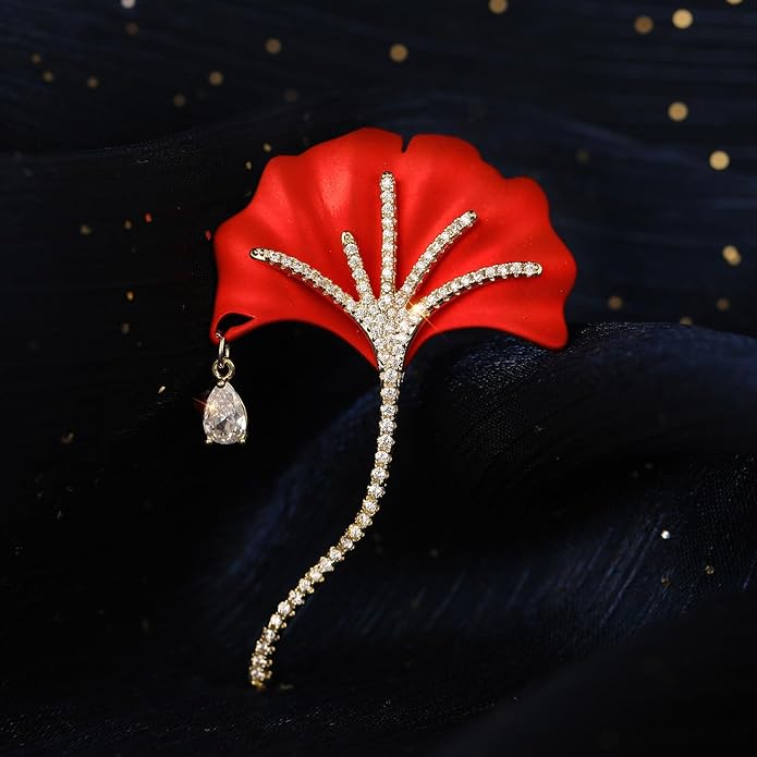 AILONMEI Red Rose Flower Brooches and Pins for Women Costume Jewelry Brooch Pins Broches Jewelry for Women Elegant Lady Pin