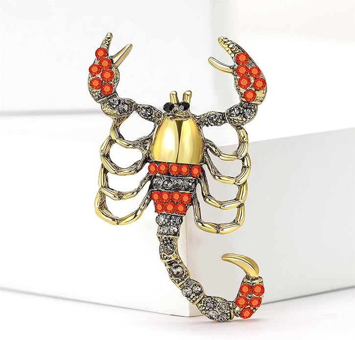 Dreuyet Rhinestone Scorpion Brooch Pin for Women Men Vintage Crystal Scorpion Brooches Punk Style Insect Animal Laple Pin Clothing Suits Accessories Christmas Birthday Jewelry