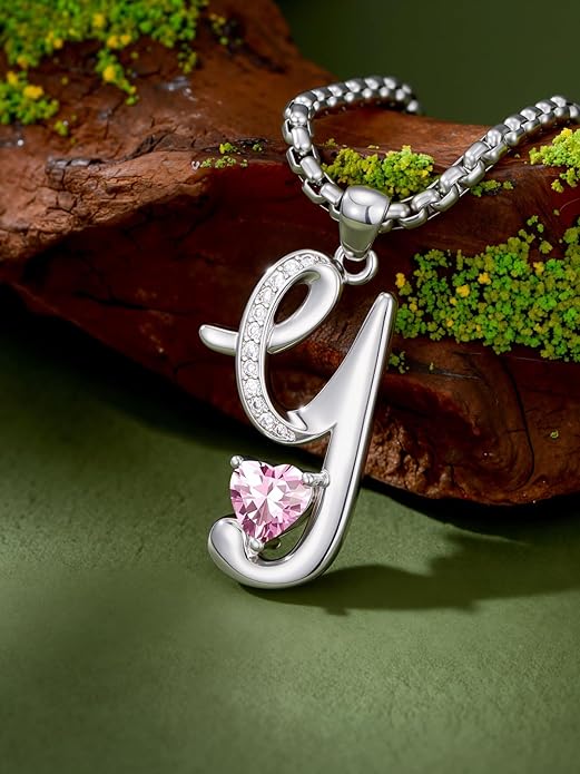 Christmas Gifts for Women Alphabet A to Z Initial Birthstone Pendant Necklaces for Women - 18k White Gold Plated Personalized Name Jewelry Valentine Mothers Day Birthday Gifts for Women Her Girlfriend