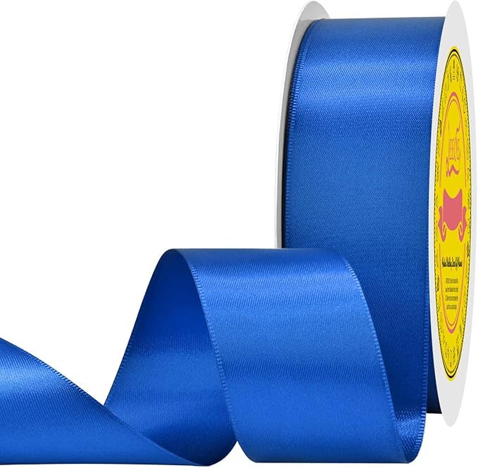 LEEQE Double Face Satin Ribbon 1-1/2 inch X 50 Yards Polyester Royal Blue Ribbon for Gift Wrapping Very Suitable for Weddings Party Hair Bow Invitation Decorations