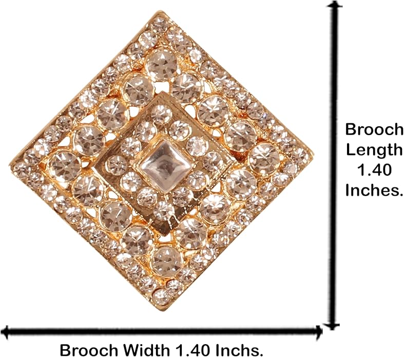 Touchstone Indian Bollywood Handcrafted Designer Jewelry Brooch Lapel Pin in Gold Or Silver Tone for Women.