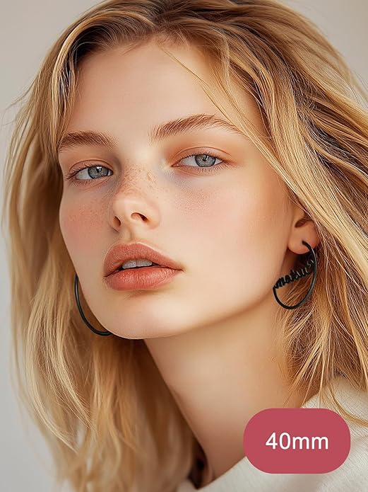 FOCALOOK 14K Gold Plated Lightweight Large Hoops| 2mm Thin Hoop Earrings for Women 30/40/50/70/100mm
