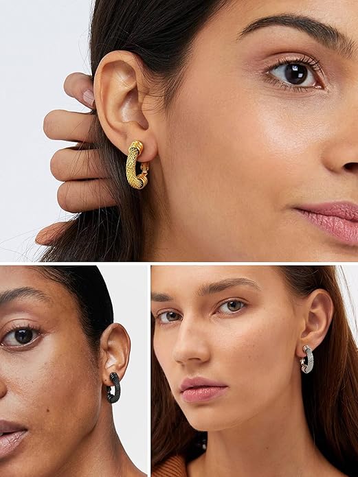 PROSTEEL 30/40/60/80/100mm Chunky Hoop Earrings For Women Gold Plated/Black Stainless Steel Hoops Earrings Statement Jewelry