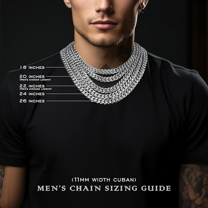 11mm Miami Cuban Link Chain Neckalces for Men Women, 316l Stainless Steel and 925 Sterling Silver Filled, Silver Cuban Mens Necklaces Jewelry Gifts Available In 20/22/24/26/28/30 Inches