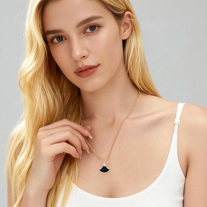 RONYOSTING Multi-Style Love Heart Necklace with Birthstone,14k White Gold Plated Sliver|Bow Pendant Necklaces for Christmas, Dainty Gifts for Birthday Valentine