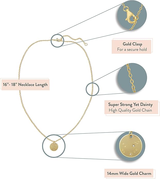 Lucky Feather Zodiac necklaces for women | Scorpio 14K Gold-Plated Astrology Pendant for Girls | Horoscope Sign Zodiac gift | Great Christmas Stocking Stuffer | Trendy Birthday Jewelry Gift | 16” - 18”