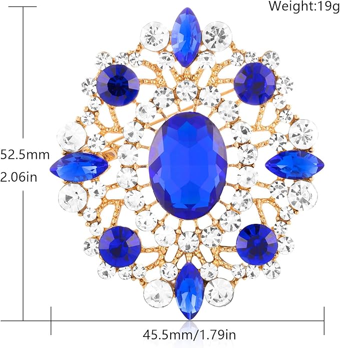 LAXPICOL Vintage Clear Austrian Crystal Brooch Pin for Women Elegant Wedding Bridal Brooches Broach Pin 1.69"*1.39"
