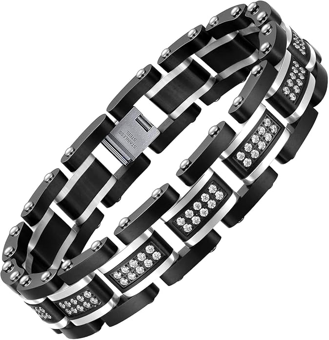 Ziallay Link Initial Bracelet Hip Hop Jewelry Gift Men Women Christmas Birthday Jewelry Gift Boyfriend Fashion Bracelet, Diamond, Two Tone Bracelet.