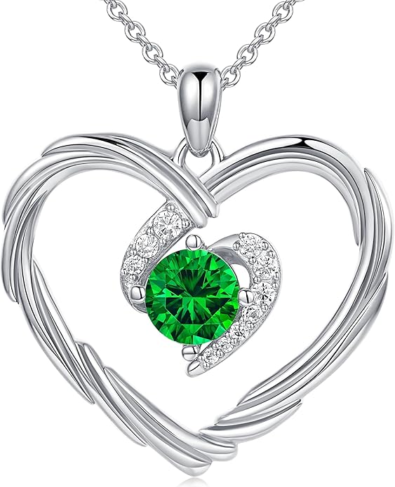 G&GEMSJEW 18K Gold Heart Birthstone Necklaces for Women, S925 Sterling Silver Jewelry Birthday Gifts for Women Wife Girlfriend Mom, Anniversary Christmas Valentines Gifts