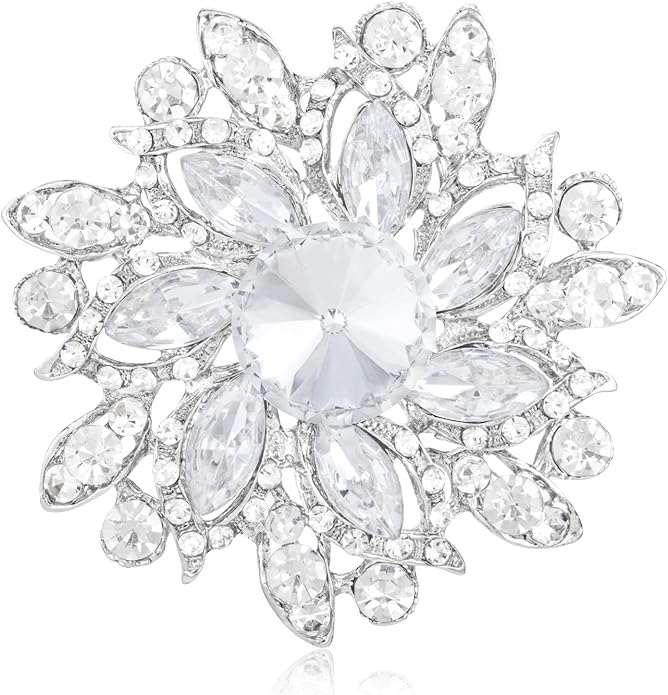 LAXPICOL Vintage Women's Austrian Crystal Elegant Flower Brooch Wedding Broach Pin