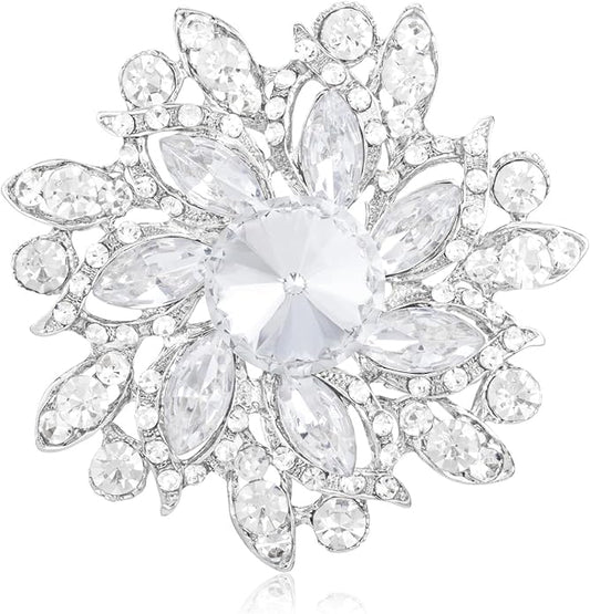 LAXPICOL Vintage Women's Austrian Crystal Elegant Flower Brooch Wedding Broach Pin