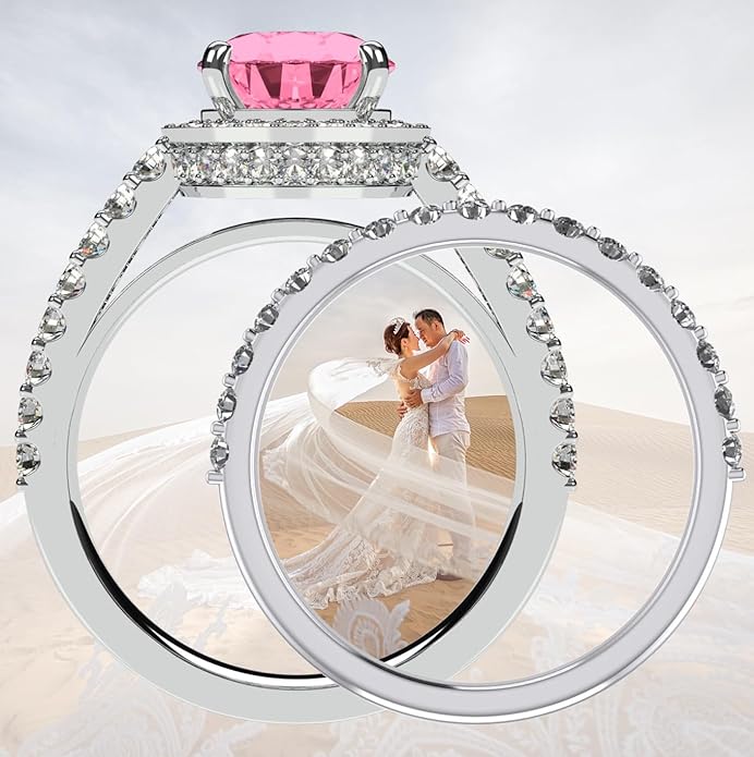 NANA Jewels Sterling Silver Engagement Rings for Women - Choose Simulated Morganite, Citrine, Aquamarine & More