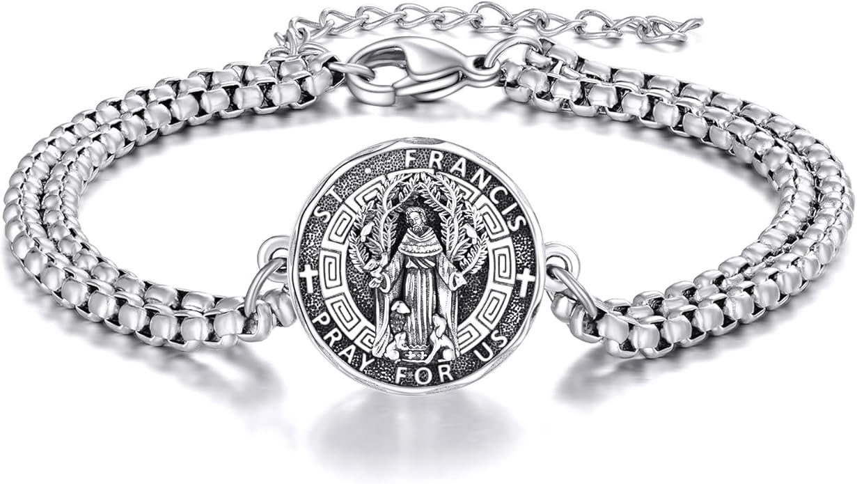 YFN Patron Saint Bracelet Sterling Silver Religious Protector Bracelet Jewelry Gift for Women Men