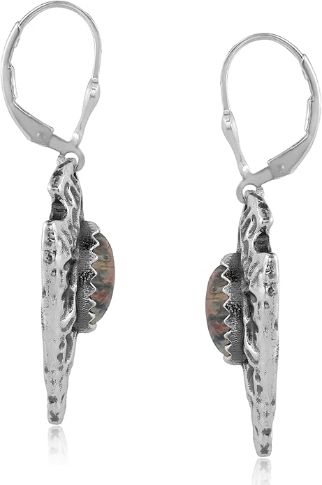 American West Jewelry Fritz Casuse Sterling Silver Arrowhead and Genuine Gemstone Lever Back Earrings