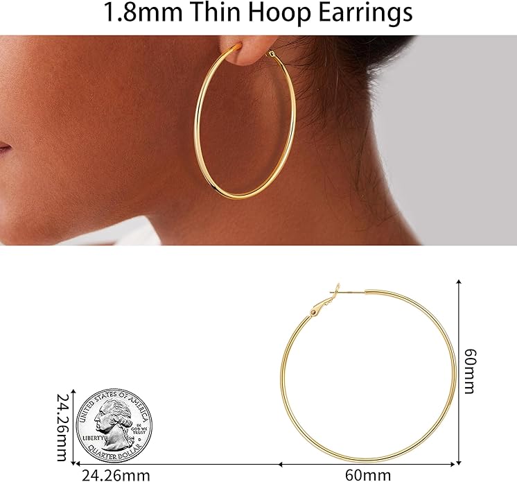 Gacimy Gold Hoop Earrings for Women 14K Gold Plated, 925 Sterling Silver Post Hypoallergenic Earrings Hoops for Women