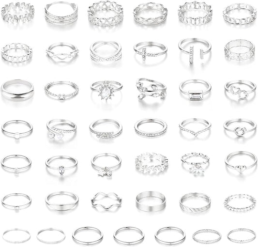 CHICUTIE Gold Knuckle Rings Set For Women Stackable Joint Finger Midi Rings Dainty Cubic Crystal Zirconia Simple Hollow Twist Cute Rings Pack Jewelry Gift