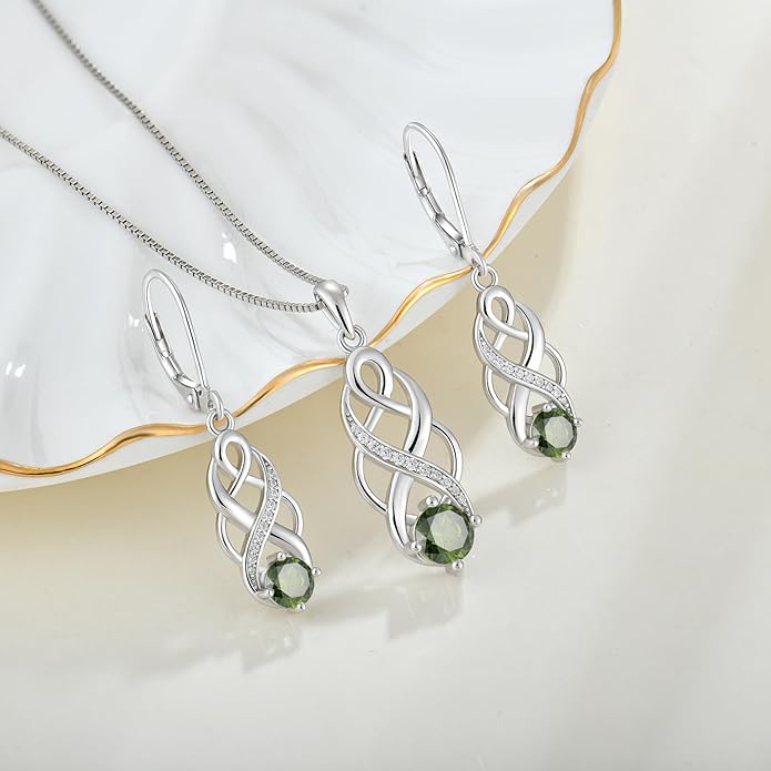 Infinity Celtic Knot Necklace 925 Sterling Silver Irish Pendant Birthstone Jewelry for Women